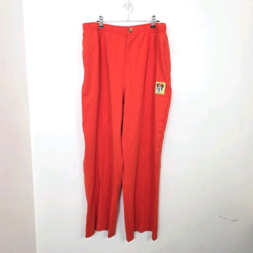 Disney‎ Orange Minnie Mouse Pleated High Waist Wide Leg Lounge Comfy Pants XL